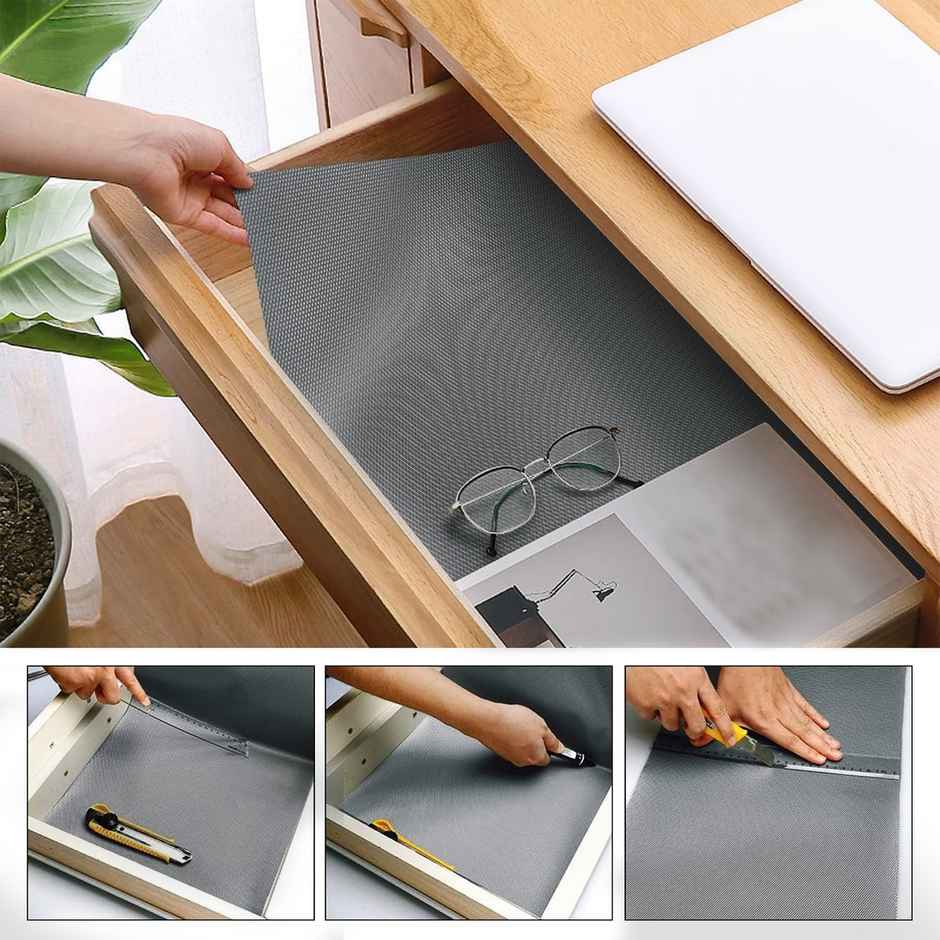 Story@home EVA Anti Slip Mat Diamond Shelf Liner Roll 3 Mtr 300 cm x 45 cm Titanium Dark Grey