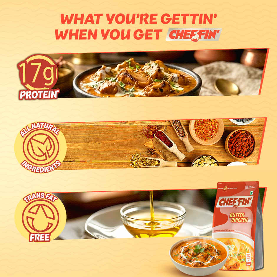 Cheffin' Butter Chicken Masala | Add Fresh Chicken | Serves 2-3 | Ready in 10 Min