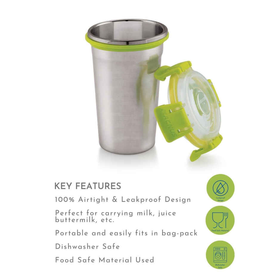 Magnus Klip Lock Stainless Steel Matte Tumbler - 350 Ml