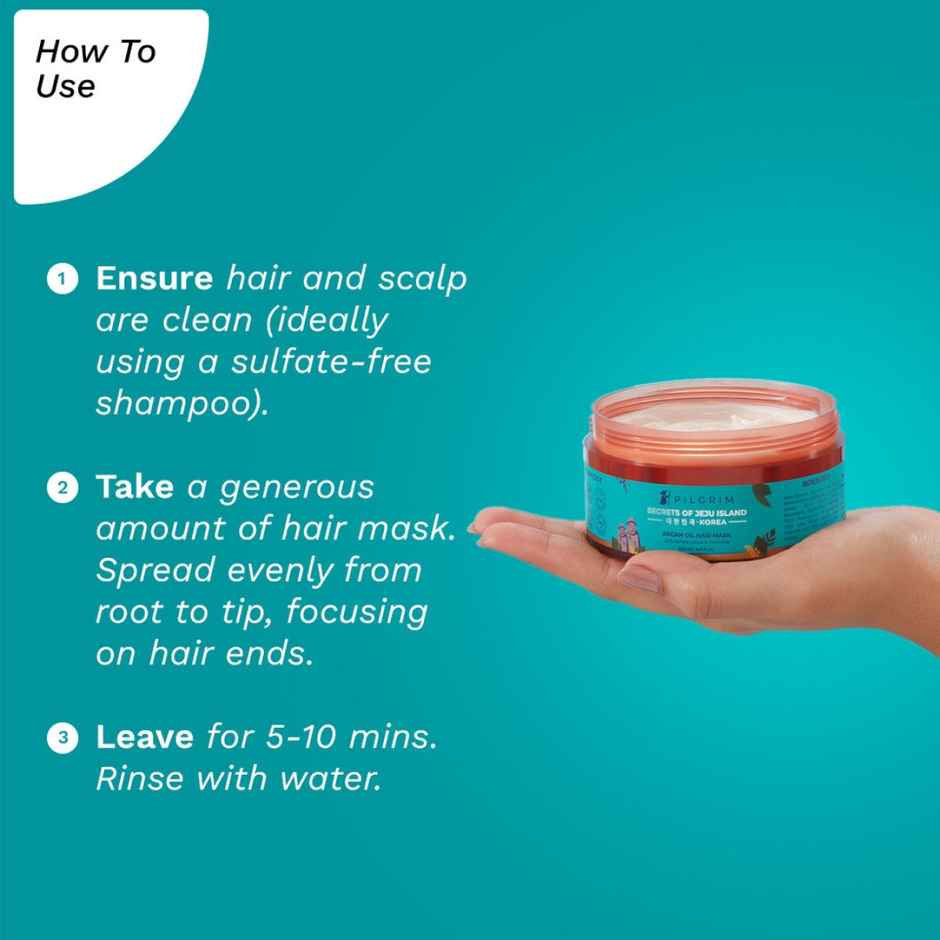 Pilgrim Korean Argan Oil Hair Mask for Dry & Frizzy Hair with White Lotus for Smoothening & Hairfall Control