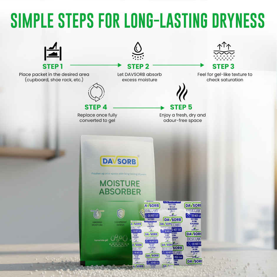Davsorb Moisture Absorber Pack for Store Room, Cupboard, Shoes