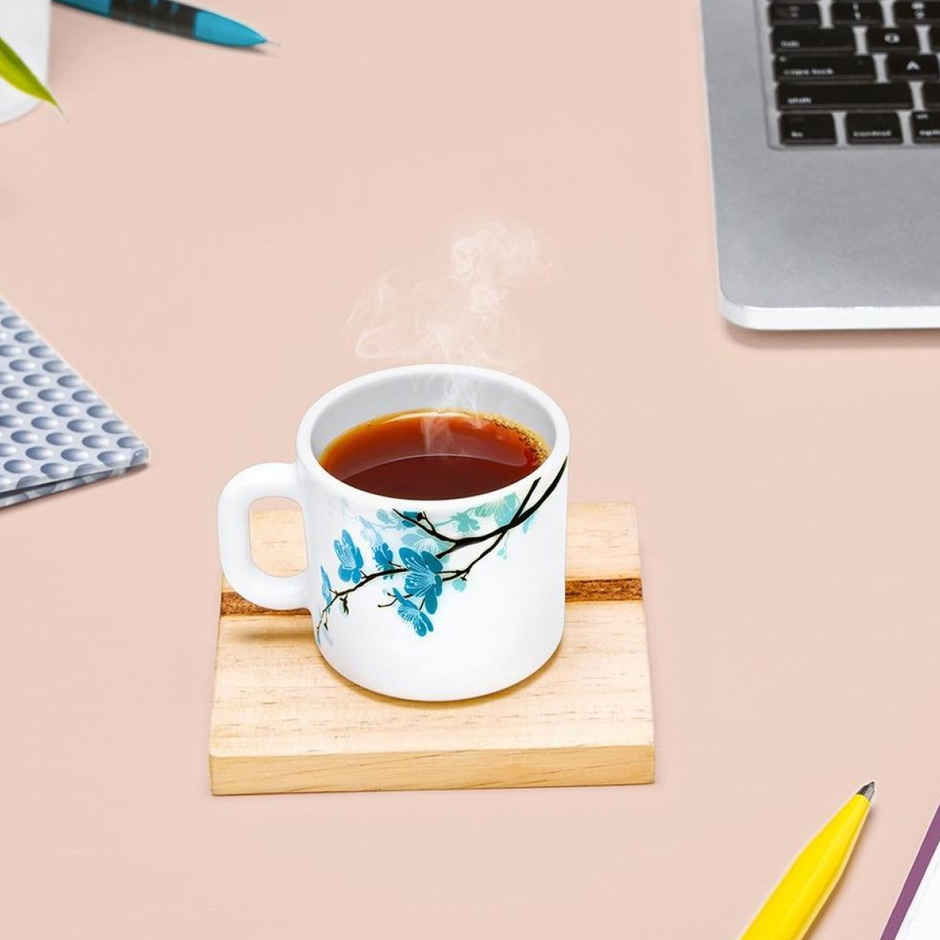 Larah By Borosil Mimosa Opalware Mug Tea/Coffee Mugs, 100Ml Each,Microwave & Dishwasher Safe