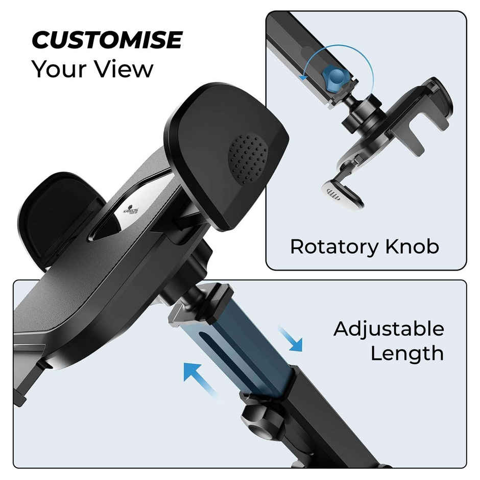 Kratos Premium Mobile Holder for Car with Back Button Unlocking Mechanism| 360 Degree Rotatable