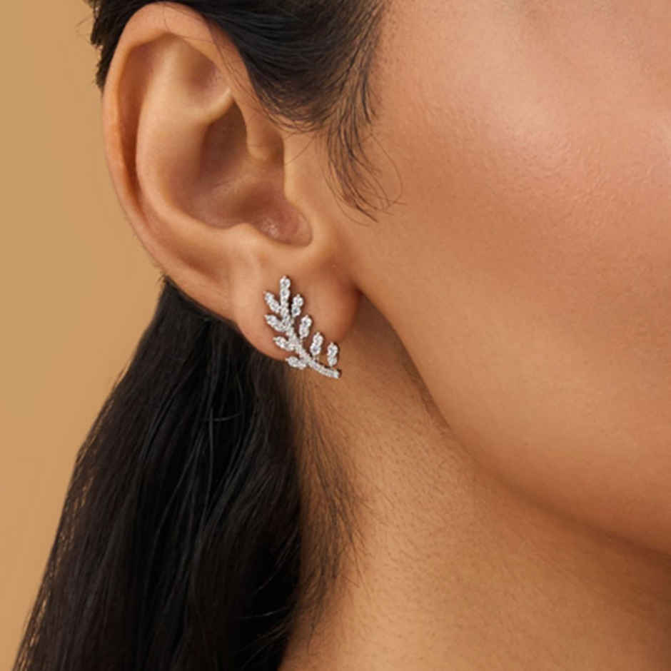 Kushal s Fashion Jewellery White Rhodium Gold-Plated Party Zircon Earring | 425577