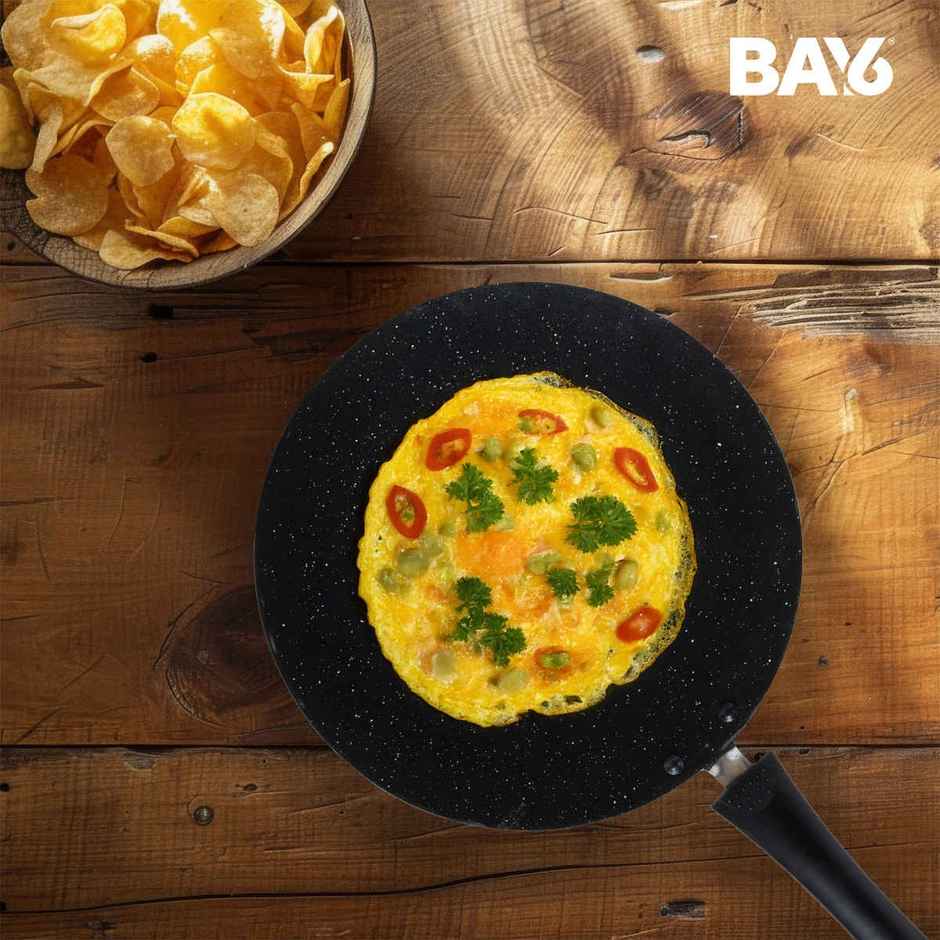 BAY6 Nonstick Concave Roti Tawa | 27 cm Grey, Non-Induction Base