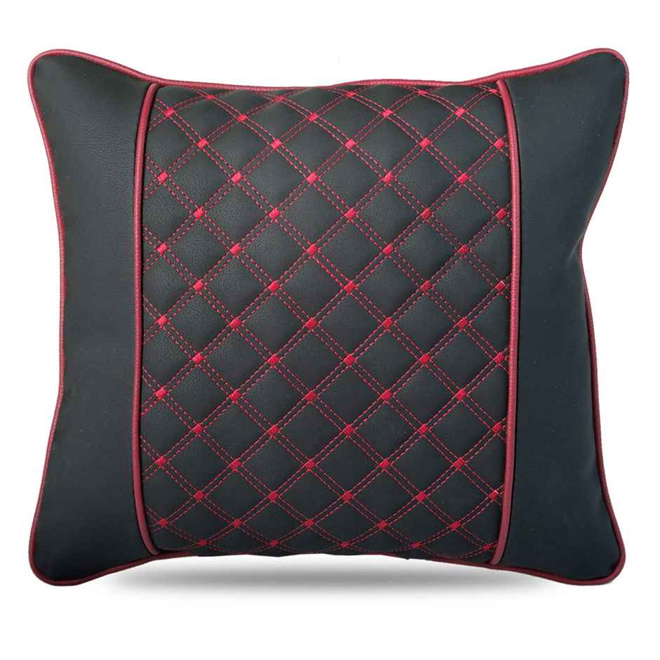 Autofurnish 7D Quilted Designer Premium Universal Backrest Cushion | AF|6850 | Set of 2 | Black Red