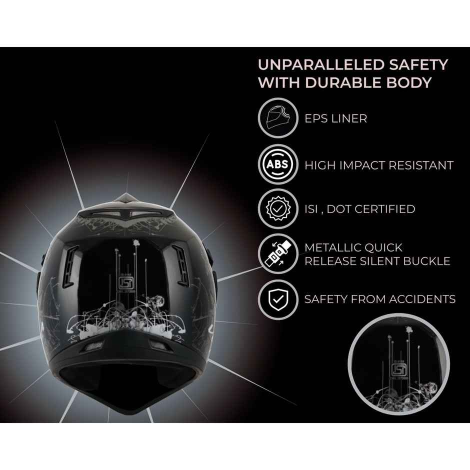 Vega Off Road D/V Sketch Lightweight Full Face Helmet- Black Silver - M