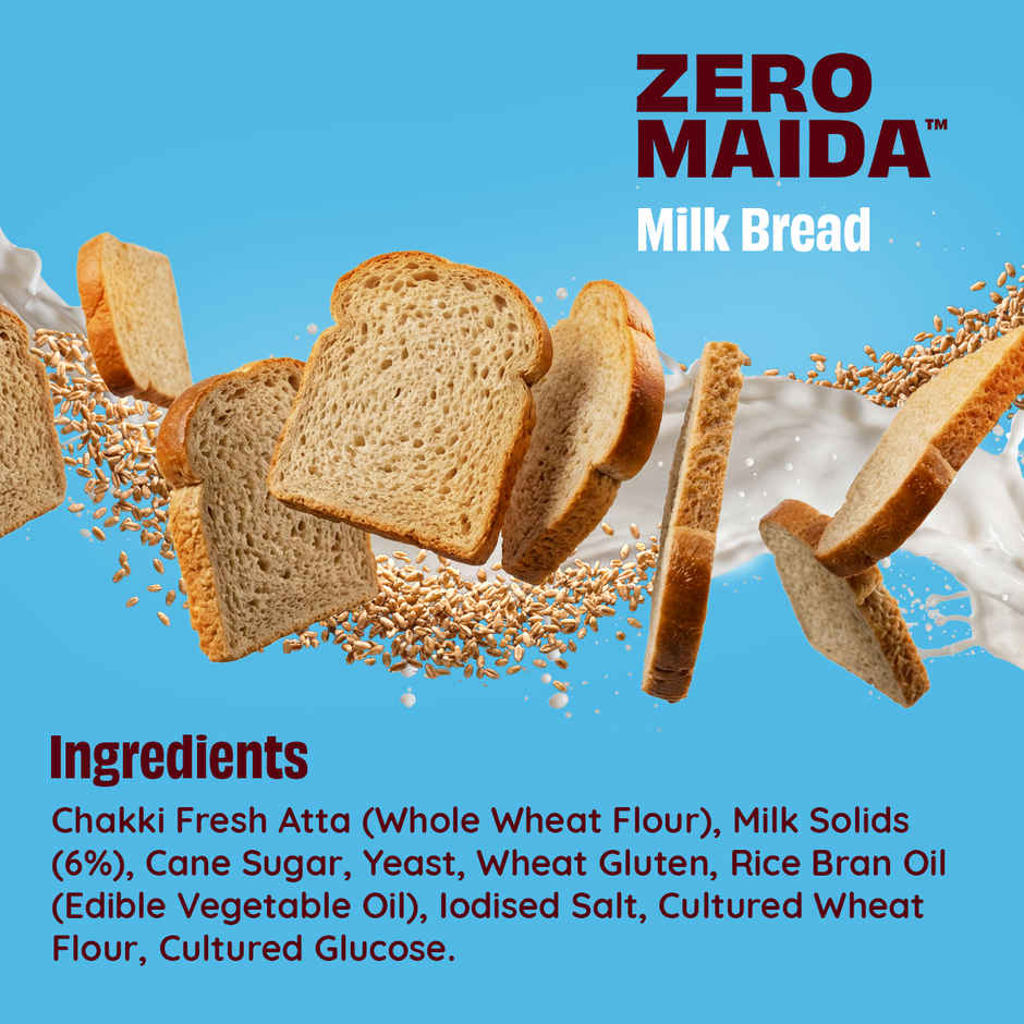 The Health Factory Zero Maida Milk Bread | Clean Label, Not Brown