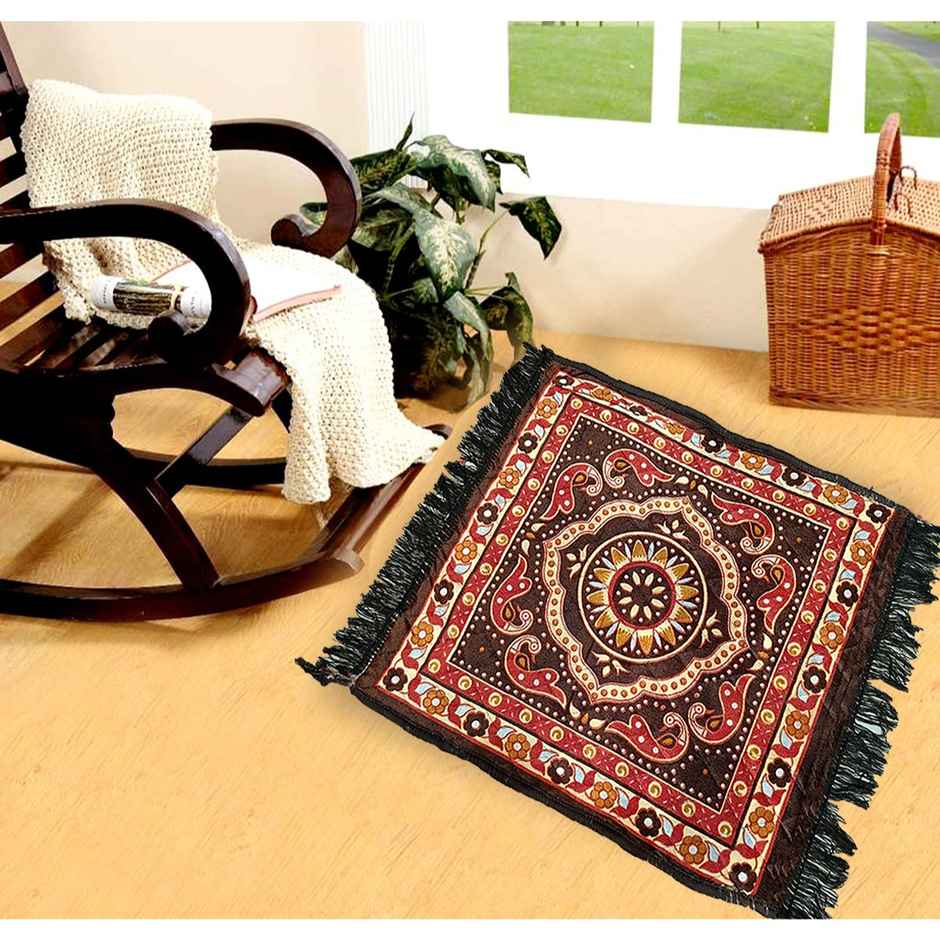 Elegant Weavers Square Aasan Mat | Pack of 2 | Brown
