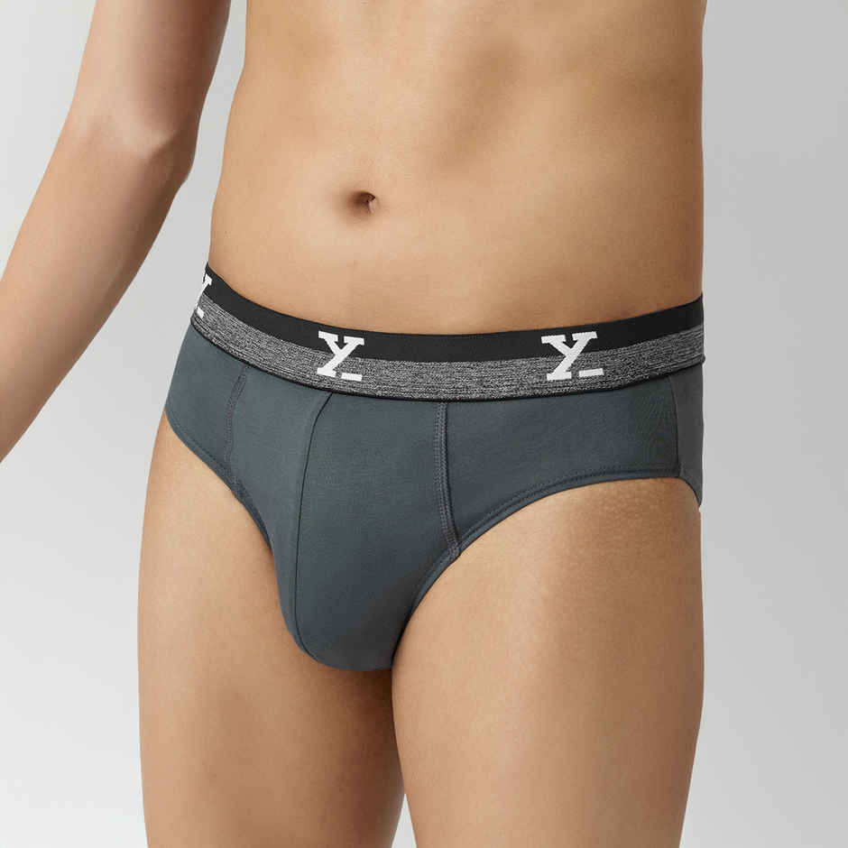 XYXX Men's Cotton Solid Briefs, Pack of 1, Anchor Grey| L