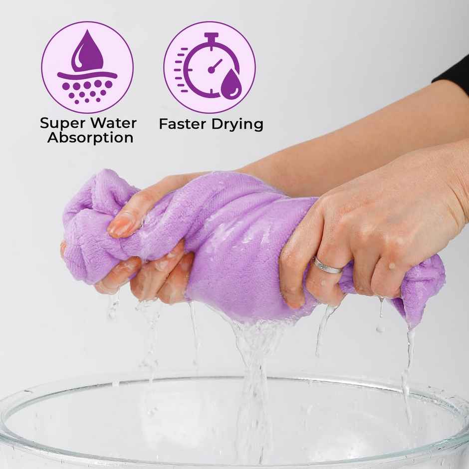 Story@Home Microfiber 400 2 U Hair Towel Purple Solid