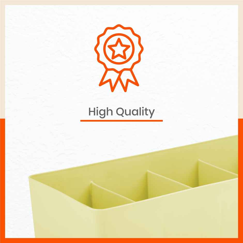 Bathla Set of 2 Drawer Organiser - Multi-purpose, Stackable, 5 Grids - DORI | Lemon