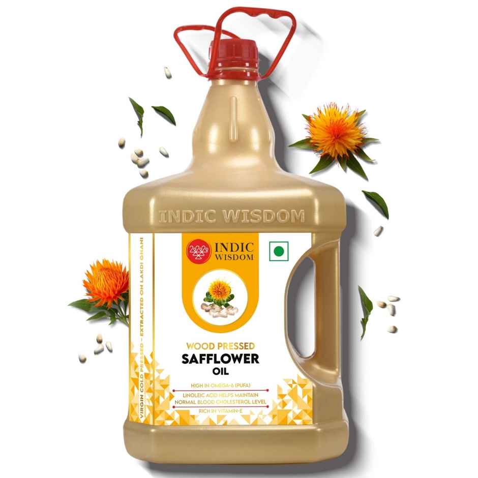 Indic Wisdom Safflower Wood Pressed Oil | Cold Pressed - Extracted on Wooden Churner