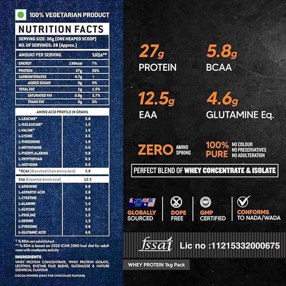 AS-IT-IS ATOM Whey Protein with Digestive Enzymes | mango fusion flavor | 27g protein