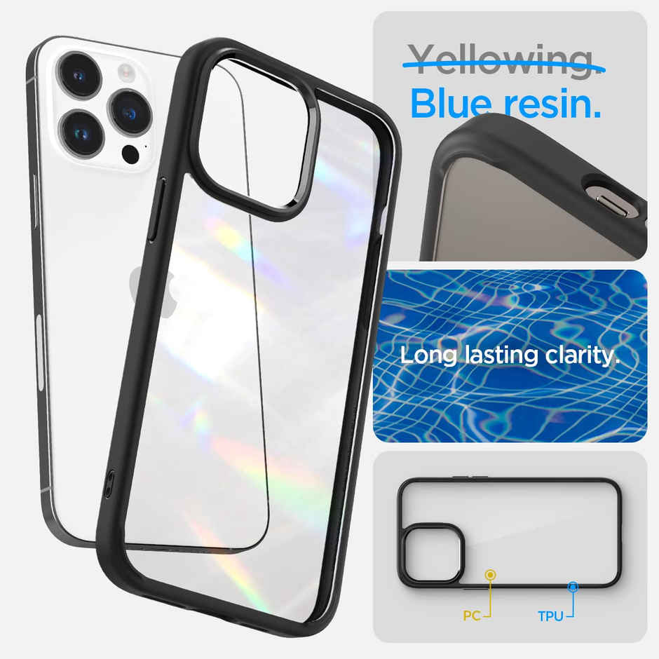 Spigen Ultra Hybrid Back Cover Case Compatible with iPhone 14 Pro(TPU +Poly Carbonate | Matte Black)