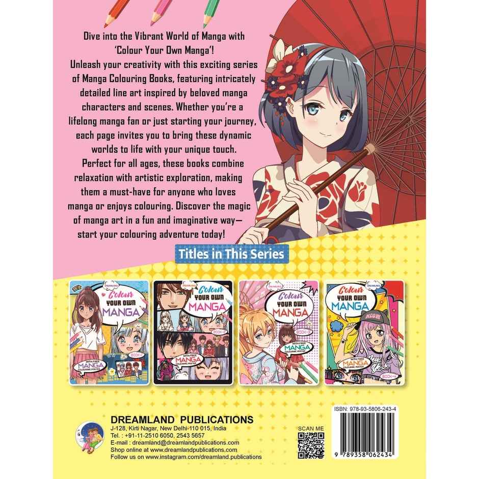 Dreamland Colour Your Own Manga Book 3 | With Free Manga Colouring Poster | Age 4+