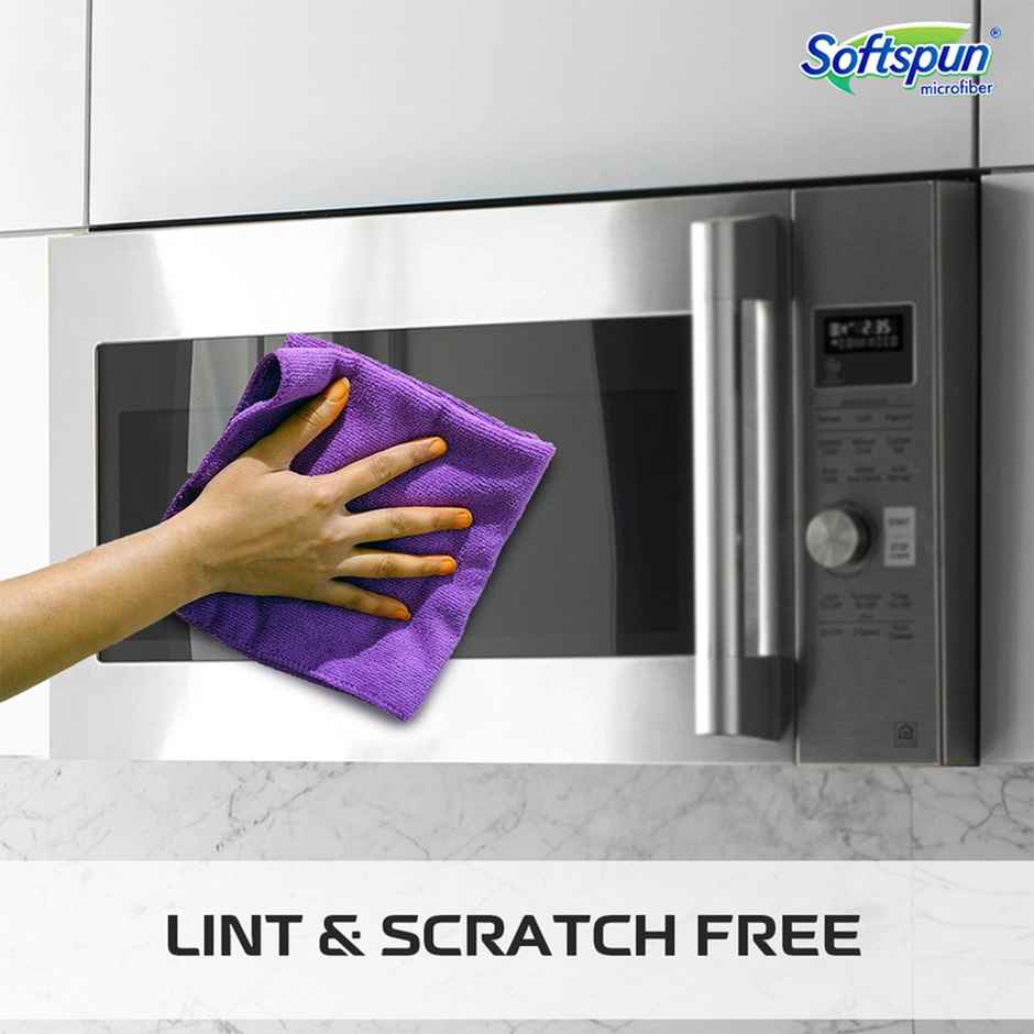 Softspun Microfiber Cleaning Cloths | 340 GSM, 40x40cm, 8pc, Multicolor | Assorted
