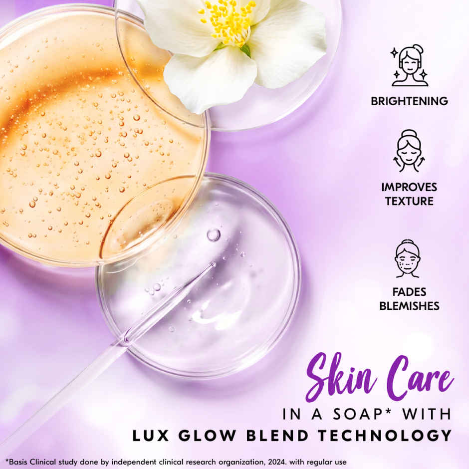 LUX Jasmine Bloom Glowing Bathing Soap Bar with Vitamin C & E For Visibly Glowing Skin
