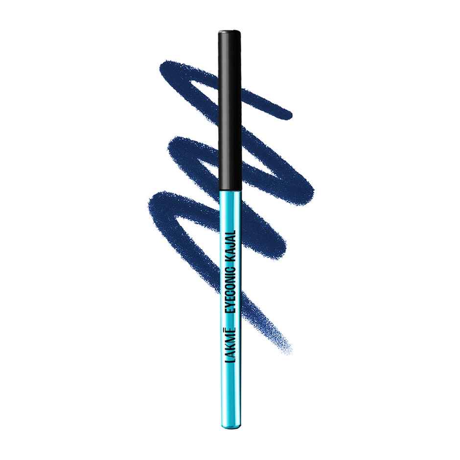 Lakme Eyeconic Kajal, Matte Waterproof, Smudgeproof Kajal that lasts 24 Hrs, Midnight Blue