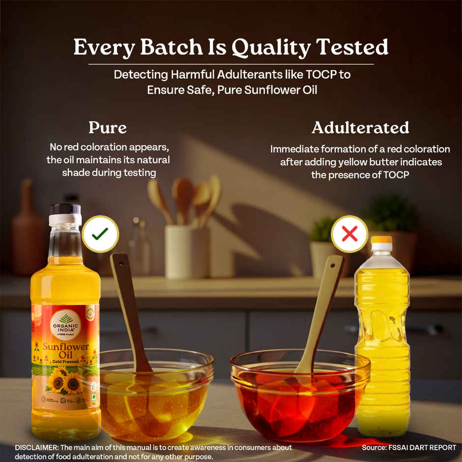 A TATA Product - Organic India Sunflower Oil | Sunflower Seeds Extracted Cold Pressed Oil