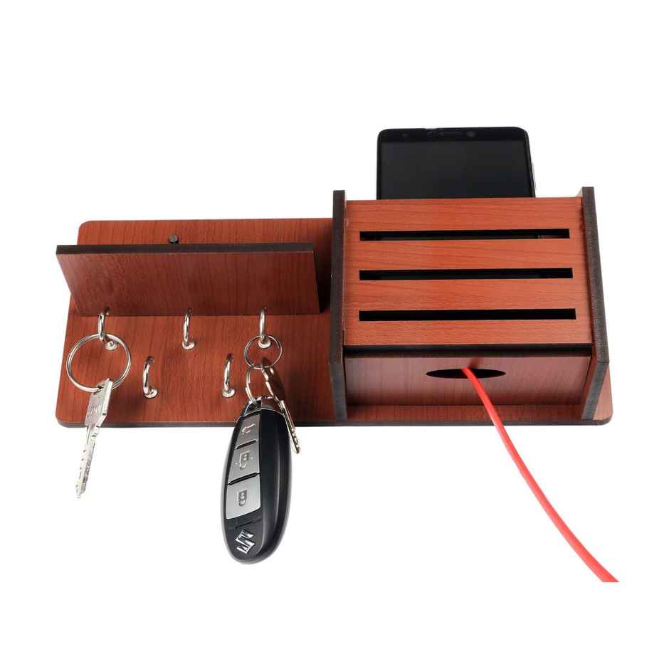 Casacraft by Pepperfry Brown Mdf Side-Shelf Pocket Key Holder