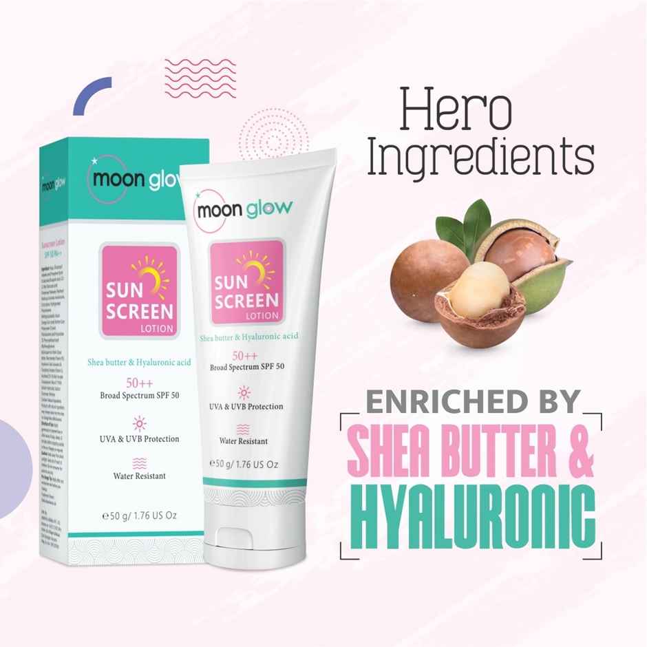 Moon Glow Sunscreen Lotion With Shea Butter & Hyaluronic Acid SPF 50 +++