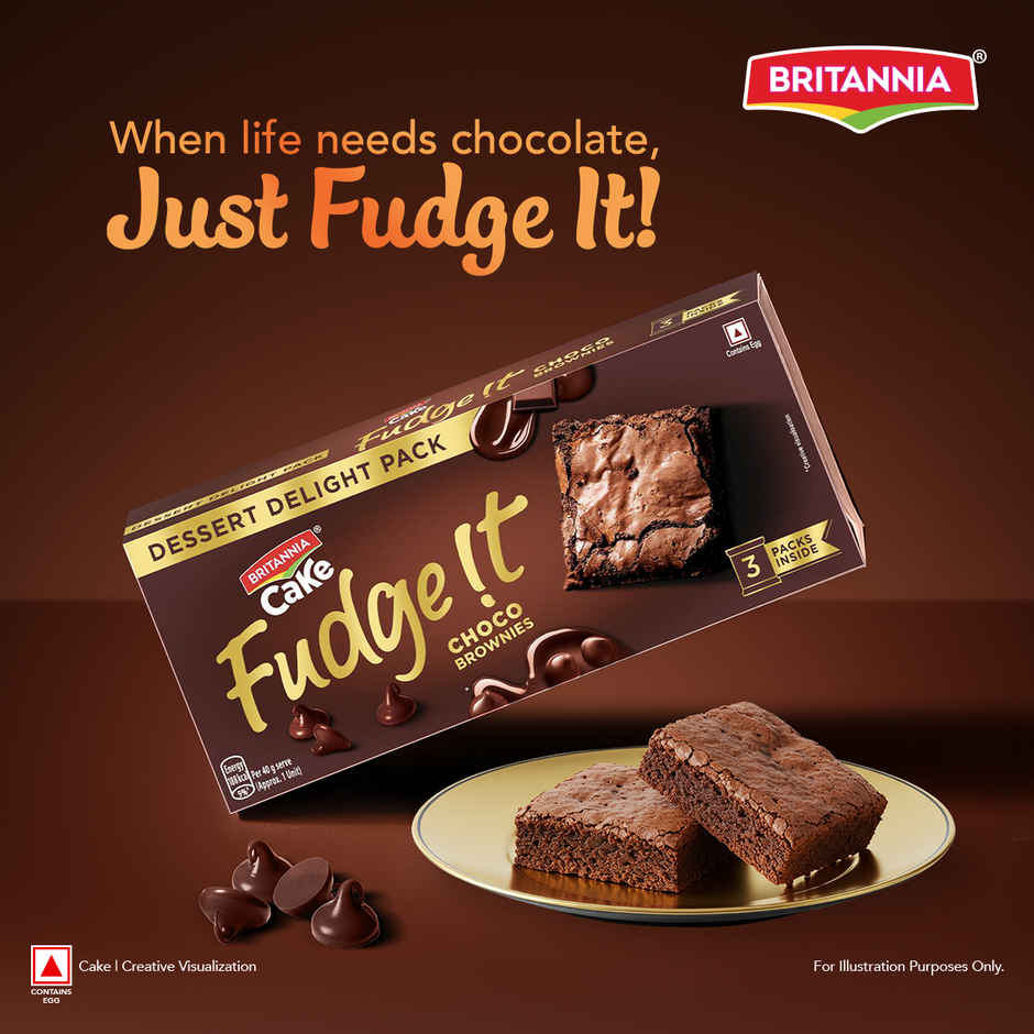 Britannia Fudge It Chocolate Brownie (With Egg) (120g) & Amul Vanilla Magic Ice Cream Tub (1L) Combo
