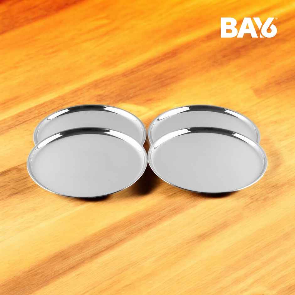 BAY6 Traditional Stainless Steel Thali– 9 Inch - (4pc)