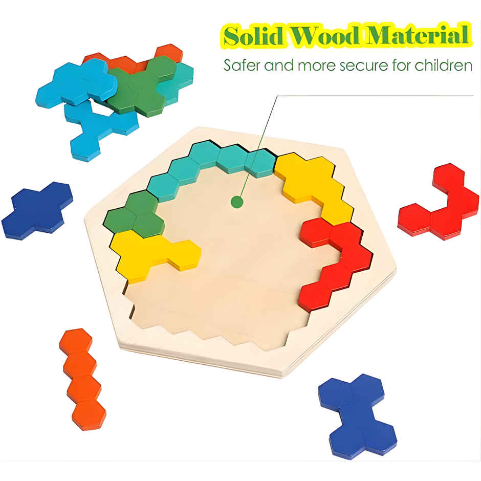 Fablue Wooden Puzzle Toddlers Toy For Kids | Hexagon Educational Learning Puzzle Toy
