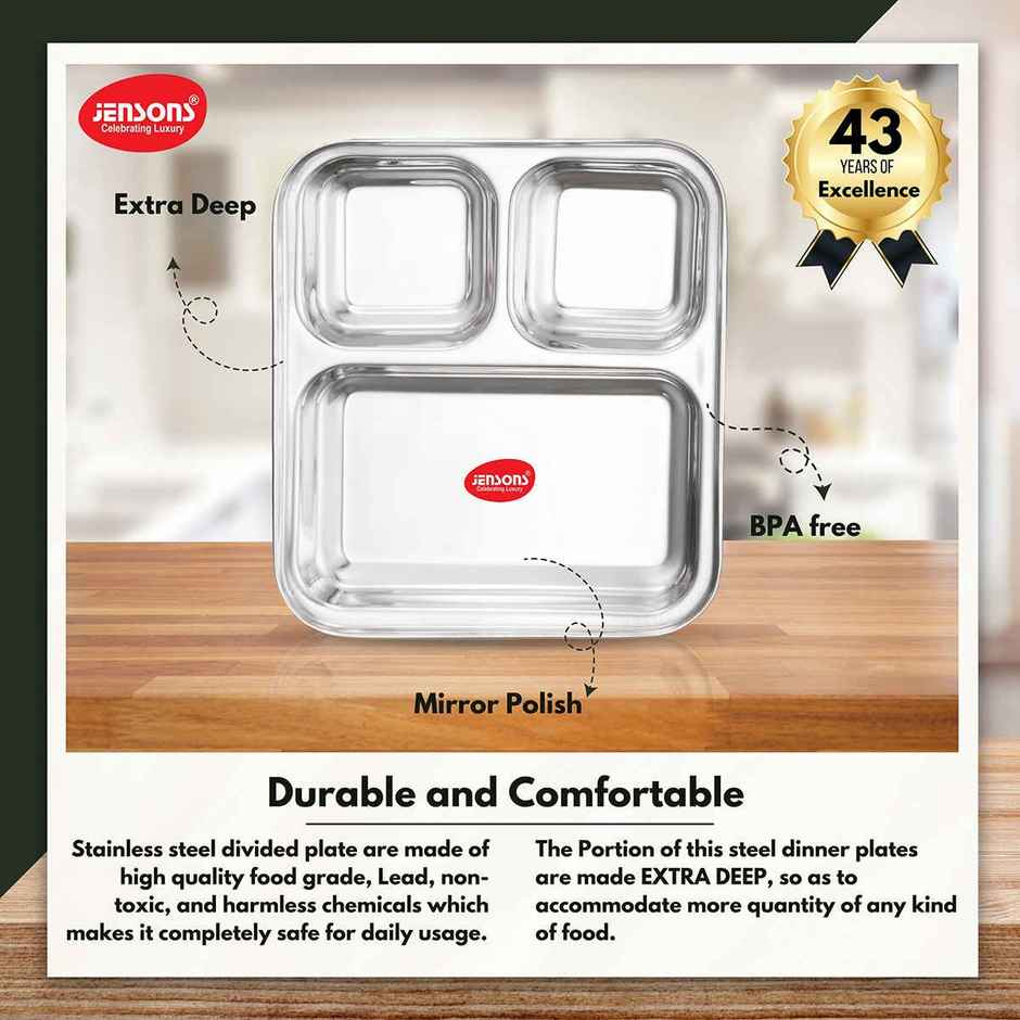 Jensons Stainless Steel Pao Bhaji Plate