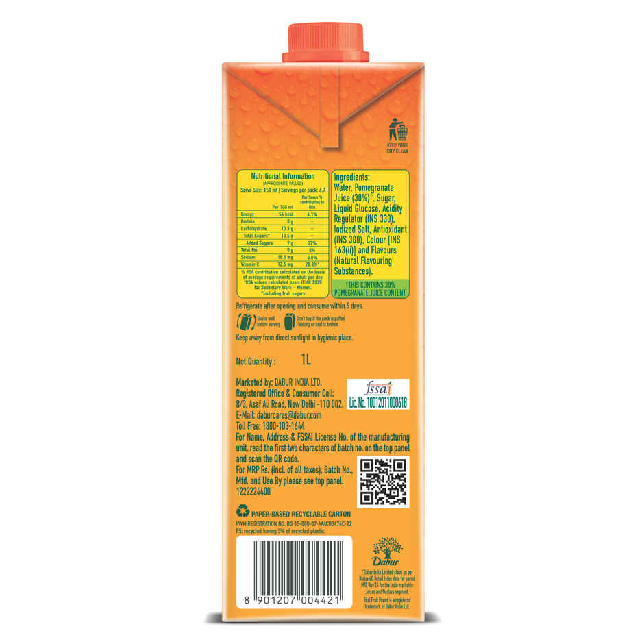 Dabur Real Pomegranate Fruit Juice | Refreshing & Tangy