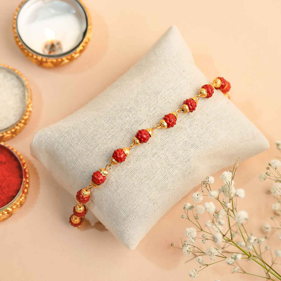 Sacred Rudraksha Bead Rakhi for Brother | Bracelet | Pack of 1 | Tomuncle