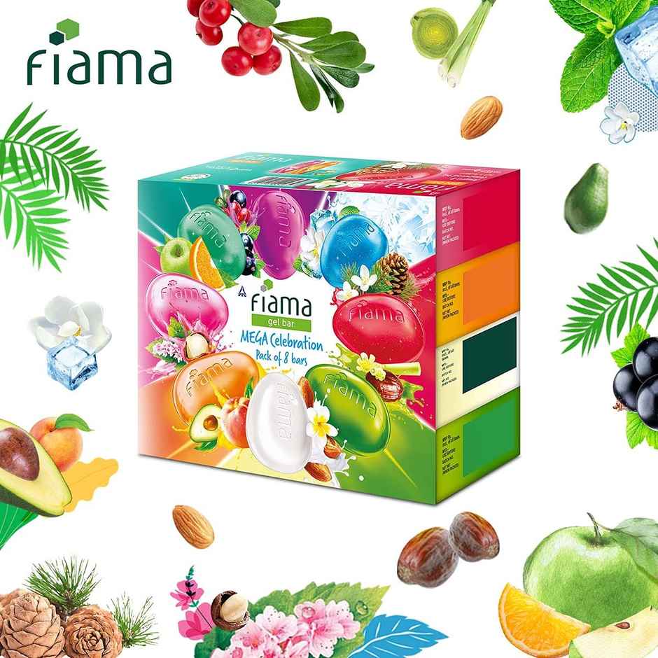 Fiama Gel Bathing Bar Mega Celebration Pack, With 8 Unique Gel Bars, with Skin Conditioners