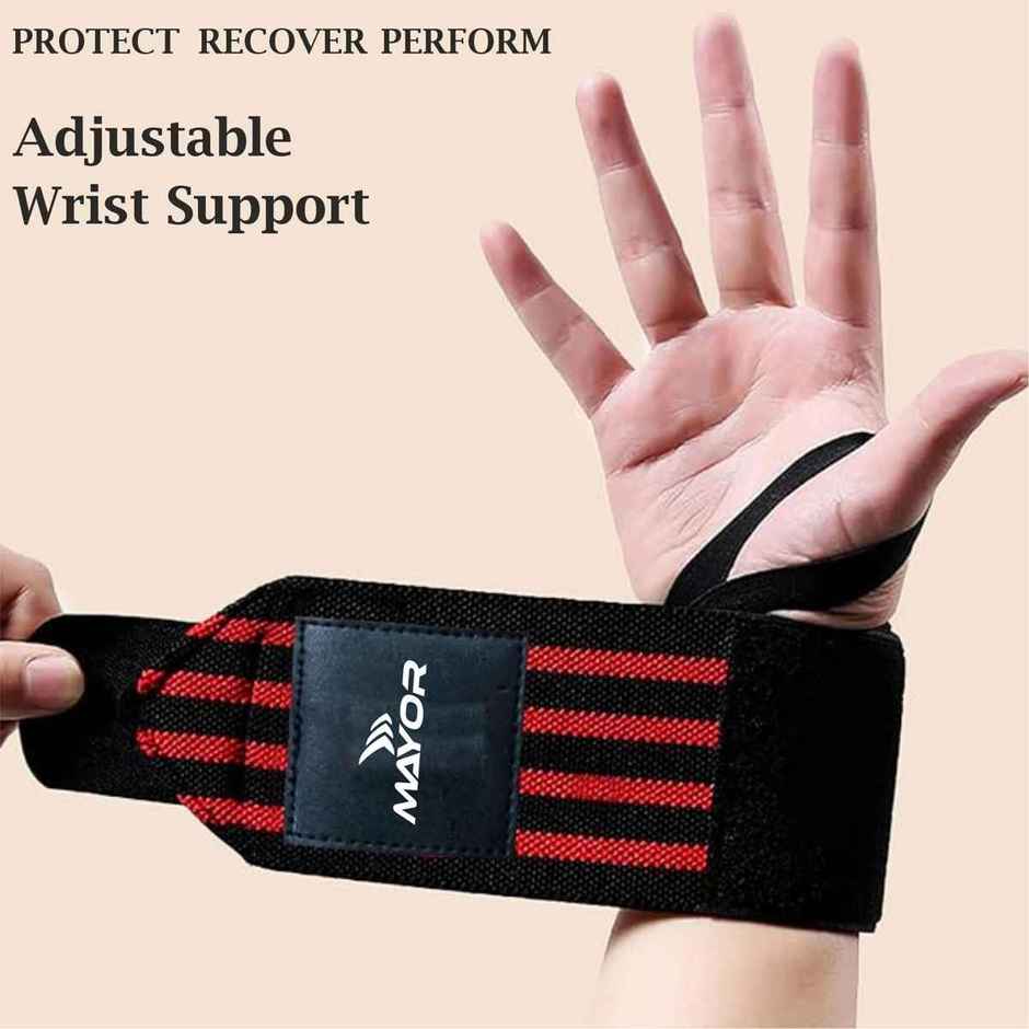 Mayor Secure Cotton Wrist Supporter For Gym Men And Women (Red, Free Size)