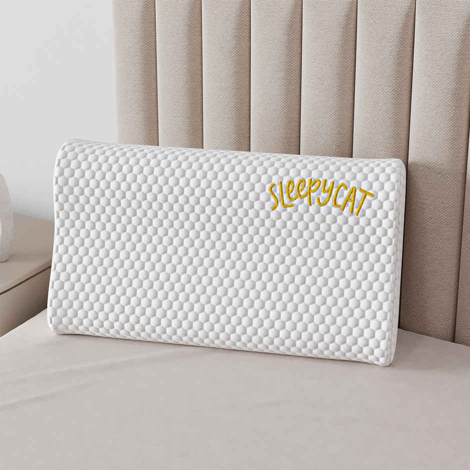 SleepyCat Contour Orthopedic Memory Foam Pillow Bamboo Fabric White (25 x 16 Inches)