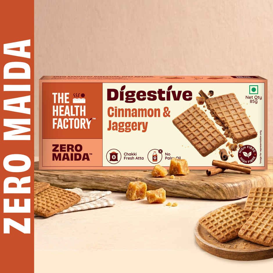 The Health Factory Zero Maida Digestive Biscuits | Cinnamon & Jaggery Combo