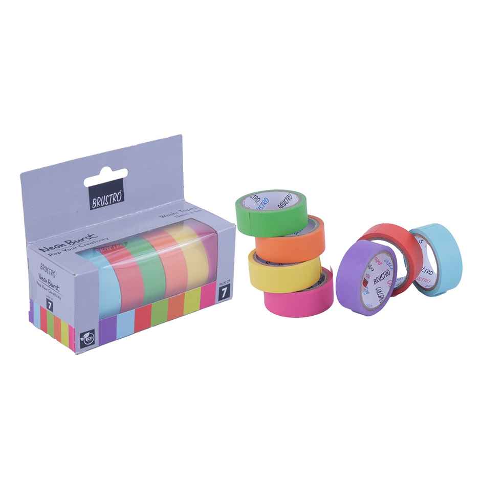 Brustro Neon Washi Tape Set Of 7 - 15Mmx5M