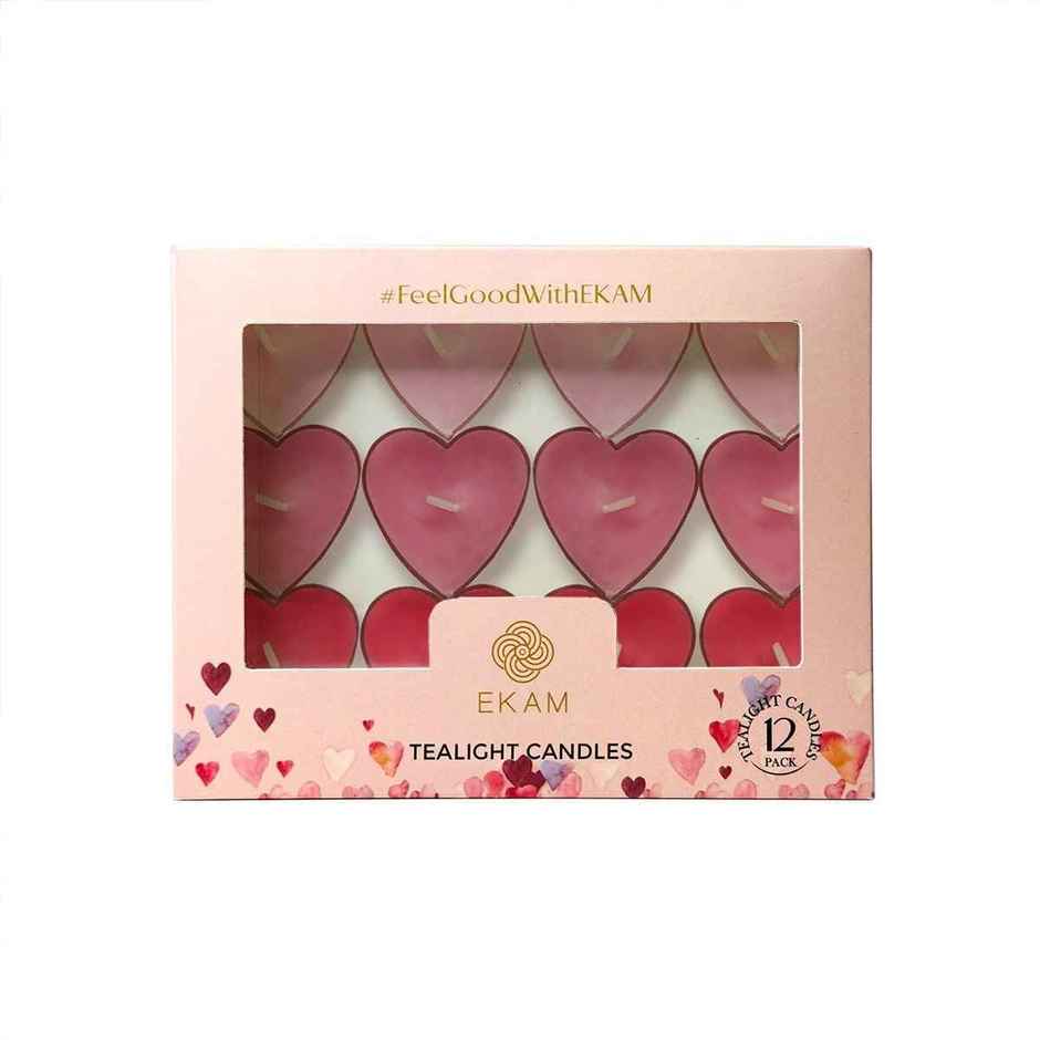 Heart Shaped Scented Tealight Candles | Pack of 12 | Ekam