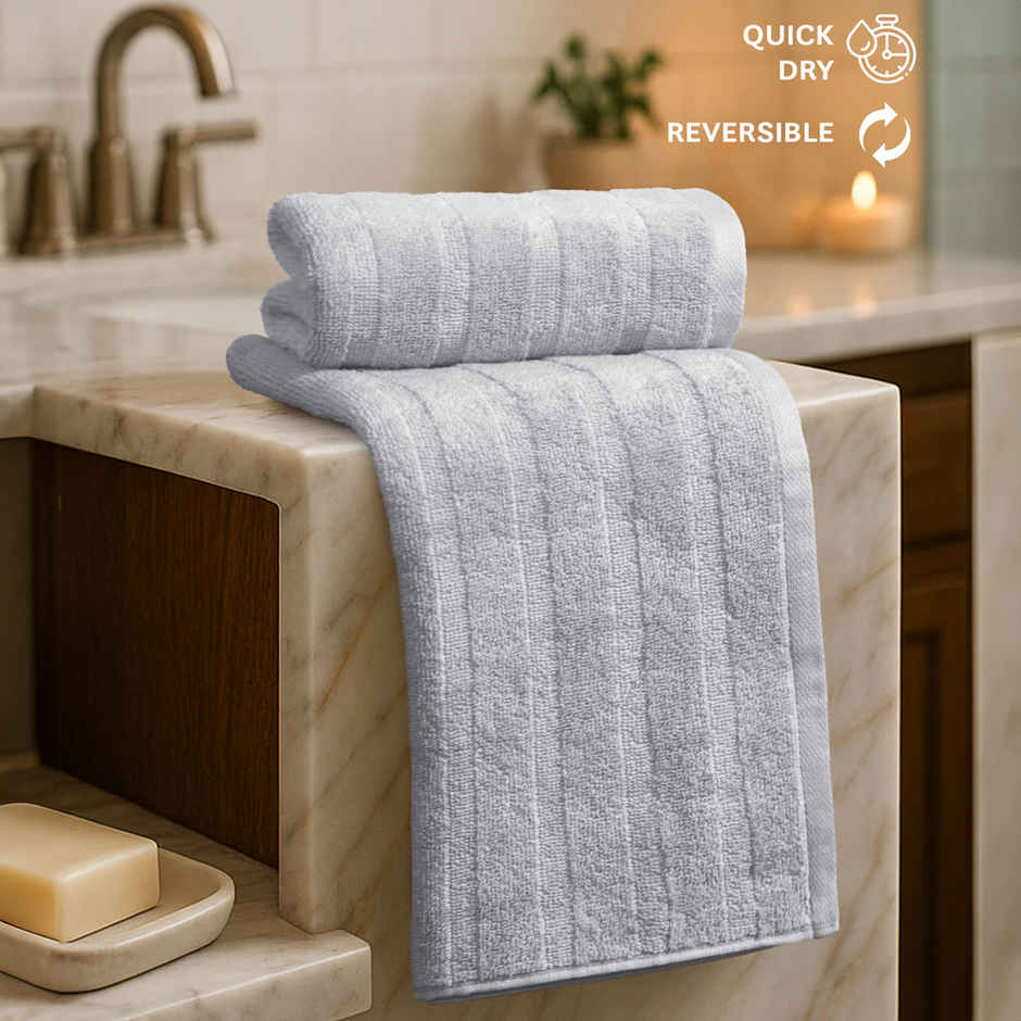 Mytrident Quick Dry Cotton Hand Towel Set | 16 x 28 in | Charcoal Grey