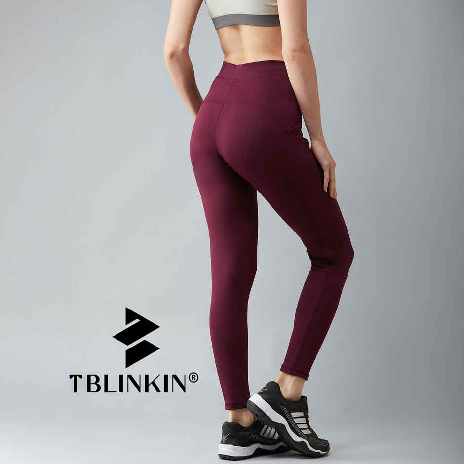 Blinkin Women's Gym Pants & Tights - Maroon | Stretchable | With Side Pockets | XXl
