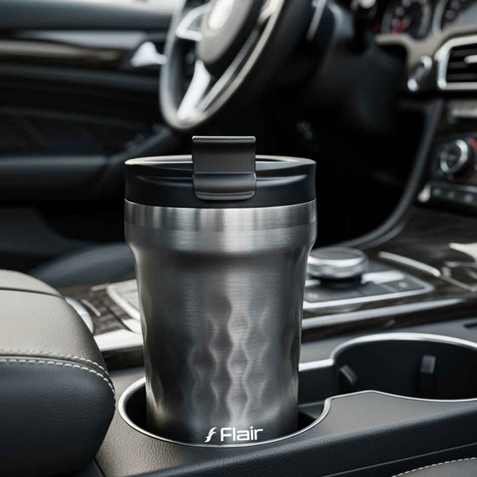 FLAIR Crest Stainless Steel Insulated Coffee Mug | Grey - 325 ml