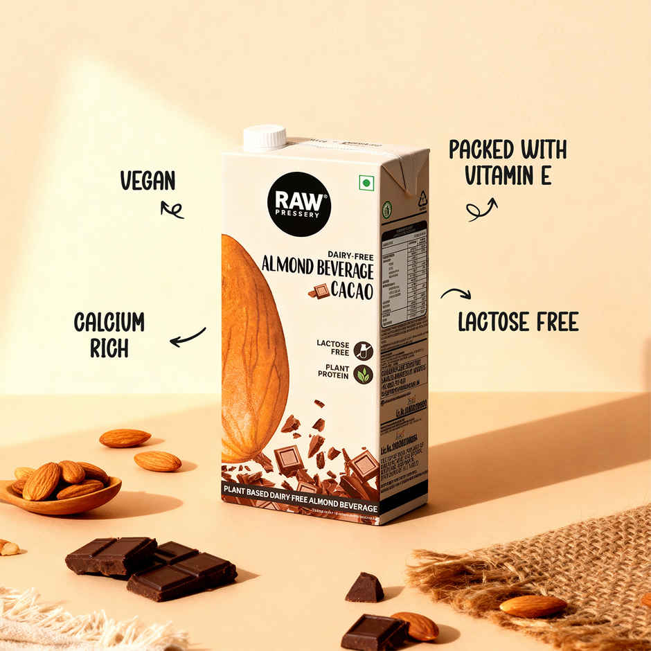 RAW Pressary Almond Bevarage Cacao  Chocolate Flavoured Almond Drink  Lactose Free  Vegan Drink
