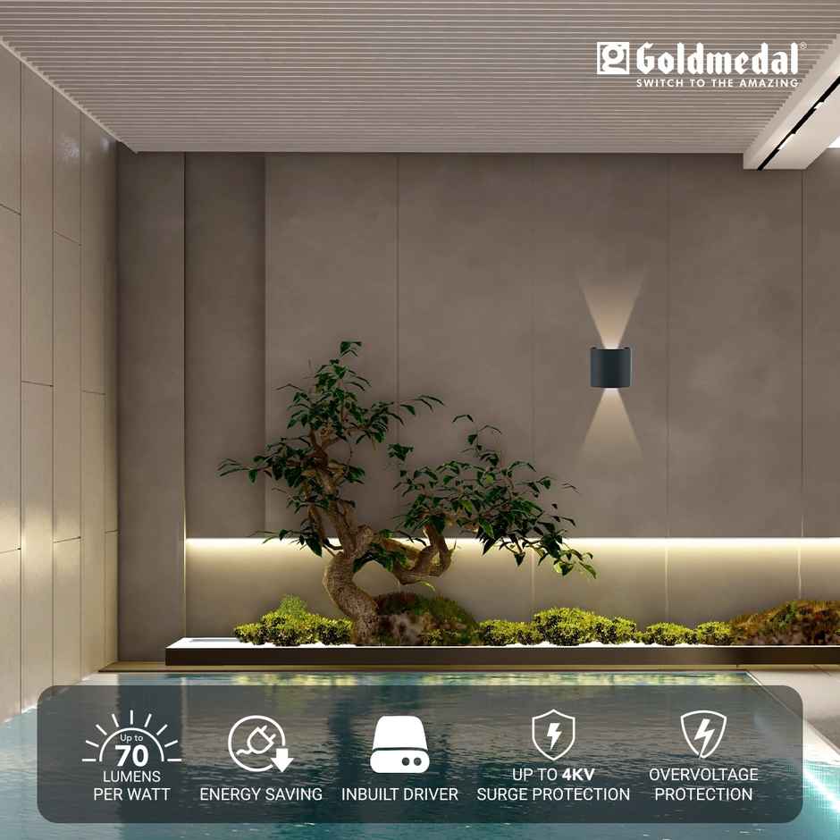 Gold Medal Parkos 01 2W Up-Down LED Outdoor Wall Light | IP54 Waterproof Exterior Wall Mount | Decorative Indoor/Outdoor Light for Garden, Balcony & Gate