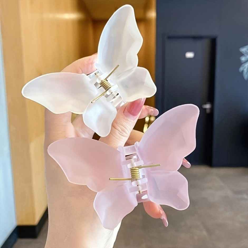 Chronex 2 Pcs Acrylic Frosted Butterfly Hair Claw Clips - Cute Butterfly Claw Hair Clips | Assorted