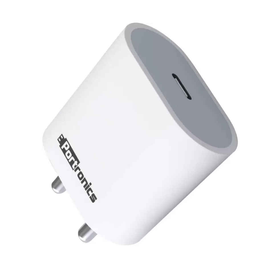 Portronics Adapto 20 Type C 20w Charger for Android,iPhone 14/14 Plus/ 14 Pro/ 14 Pro Max, iPhone 13/13 Pro/13 Pro Max/13 Mini, 12/12 Mini/ 12 Pro Max, iPhone 11 Series with PD 3.0 - White