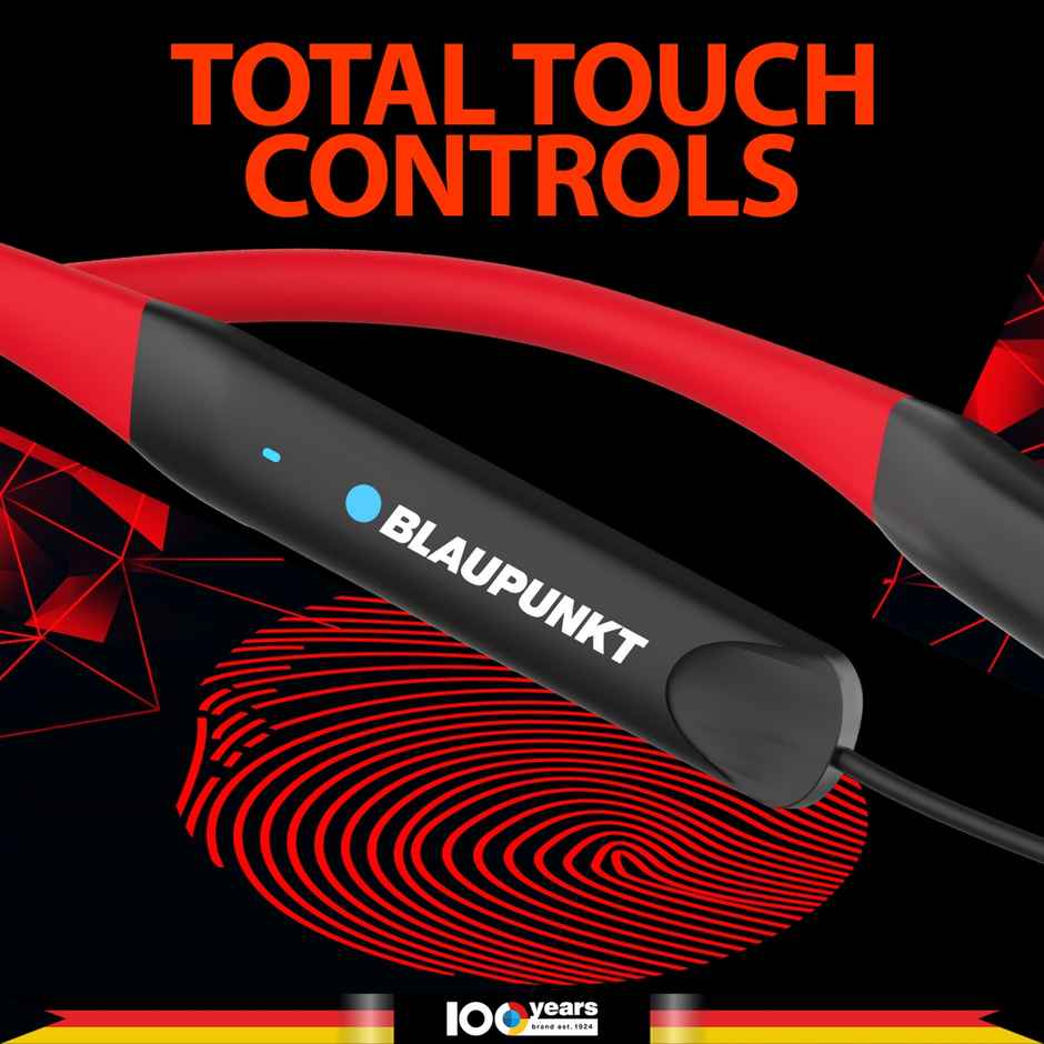 Blaupunkt Be120 Wireless Neckband With Multi-Touch Control,40H Playtime Bluetooth (Red)
