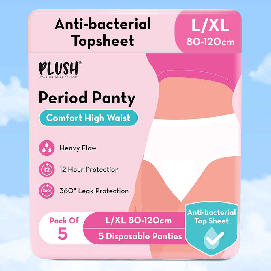 Plush Comfort High Waist L-XL Period Panty Pack of 5 | Disposable