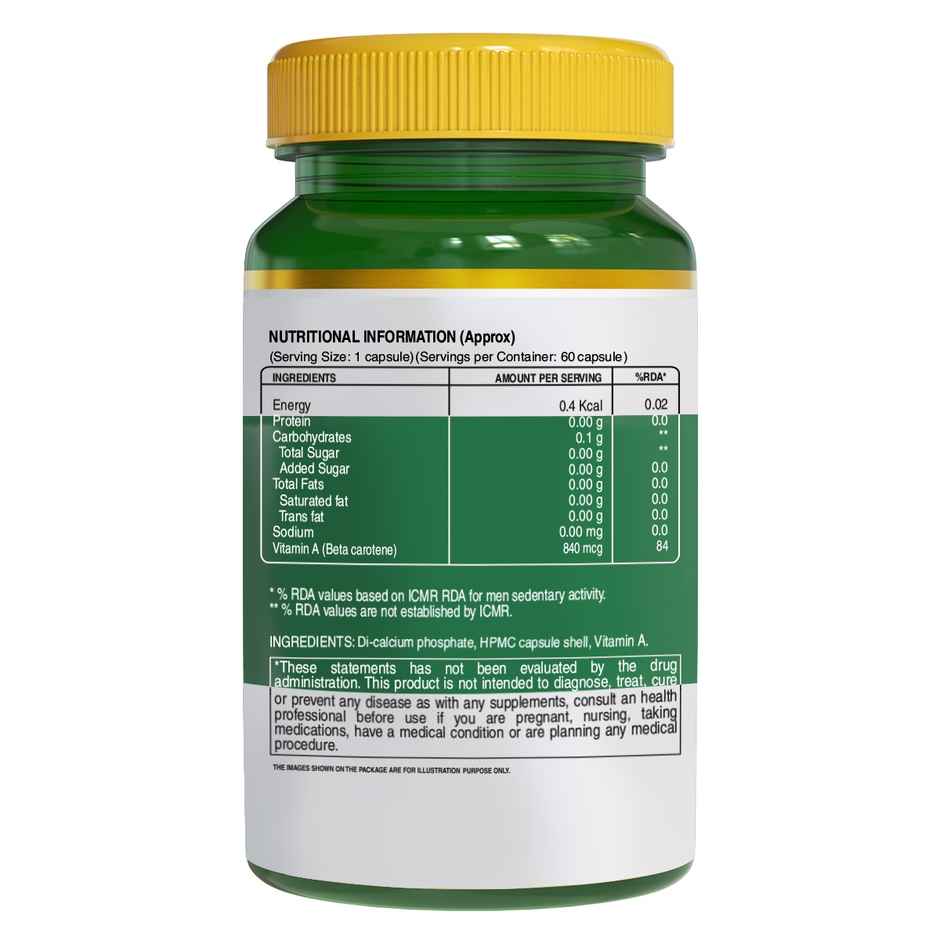 Pure Nutrition Plant-Based Vitamin A from Beta Carotene - 60 VEG Capsules