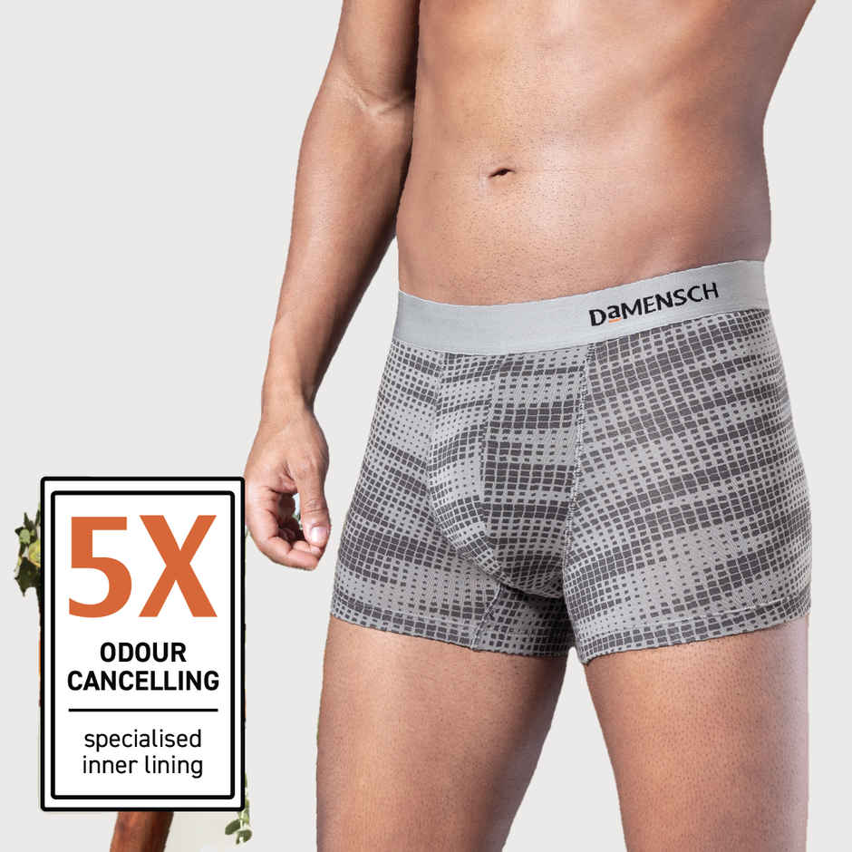 DaMENSCH Men's Modal Trunks | Silver and Grey - L