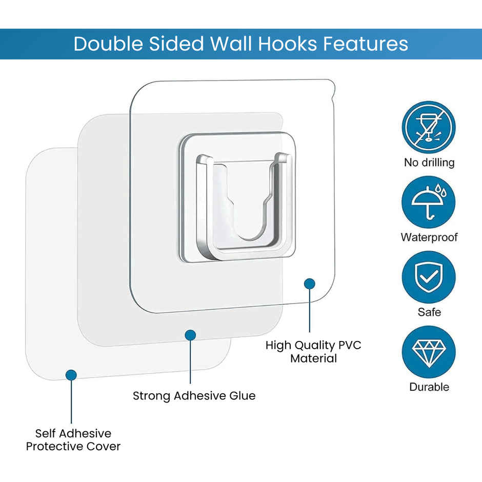 Zulaxy Double Sided Self Adhesive Wall Hooks for Multipurpose Use